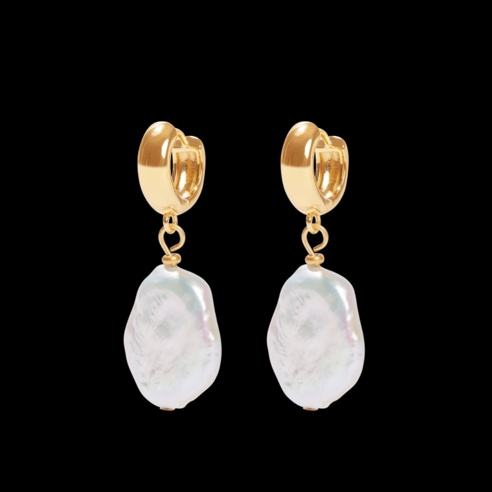 New Gold Plated Isla Pearl Drop Earrings